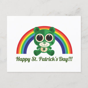 St. Patricks Day Teddy Bear and Rainbow Briefkaart