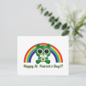 St. Patricks Day Teddy Bear and Rainbow Briefkaart (Staand voorkant)