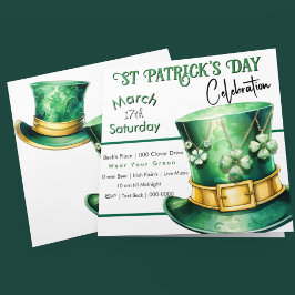 St Patrick's Day Top Hat met Klaverjuwelen Party Kaart