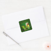 St. Patrick's Day - Tophoed, bier en shamrocks Vierkante Sticker (Envelop)