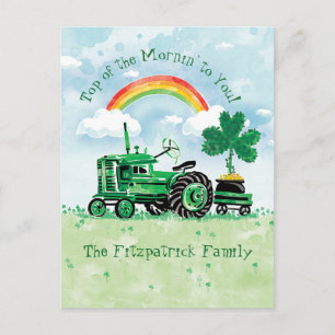 St. Patrick's Day  Tractor Naam toevoegen Briefkaart