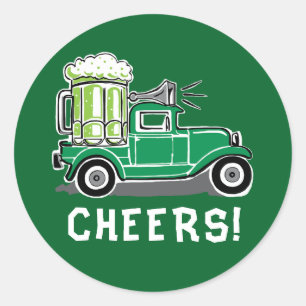 St Patrick's Day Truck Green Beer Ronde Sticker