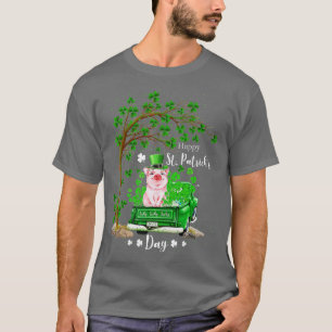 St Patricks Day Truck Pig Family Shamrock Clover B T-shirt
