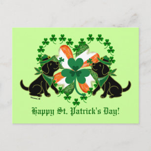 St. Patrick's Day Two Black Labradors Briefkaart