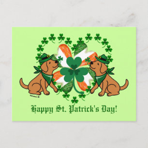 St. Patrick's Day Two Fox Red Labradors Briefkaart