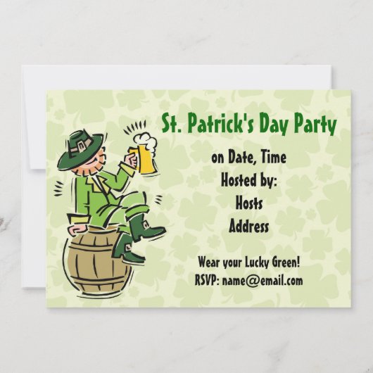 St. Patrick's Day Uitnodigingen! Kaart (Achterkant)