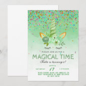 St. Patrick's Day Unicorn Birthday Kaart (Voorkant / Achterkant)