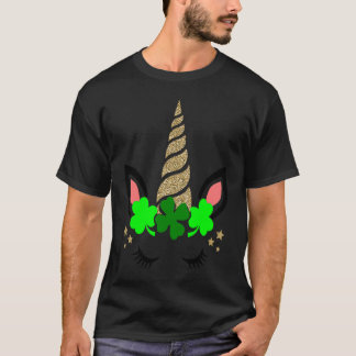 St Patrick's Day Unicorn face T-shirt