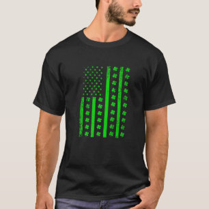 St Patricks Day US American Flag Shamrock Clover P T-shirt