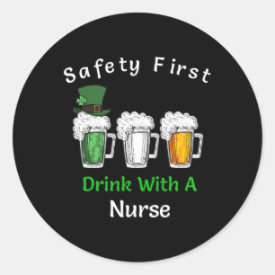St Patricks Day - Veiligheid eerste Drink met een  Ronde Sticker