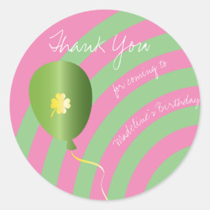 St Patricks Day Verjaardag Dank u Shamrock Pink Ronde Sticker