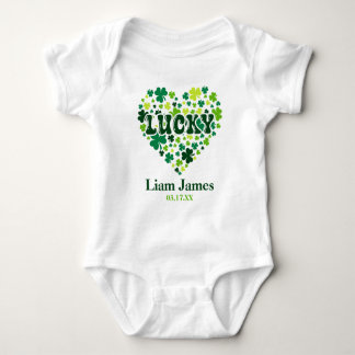 St. Patrick's Day Verjaardag Lucky Heart Aangepast Romper