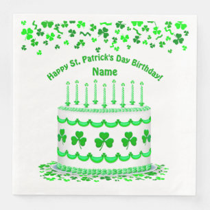 St. Patrick's Day Verjaardagstaart Aangepaste Kaar Servet