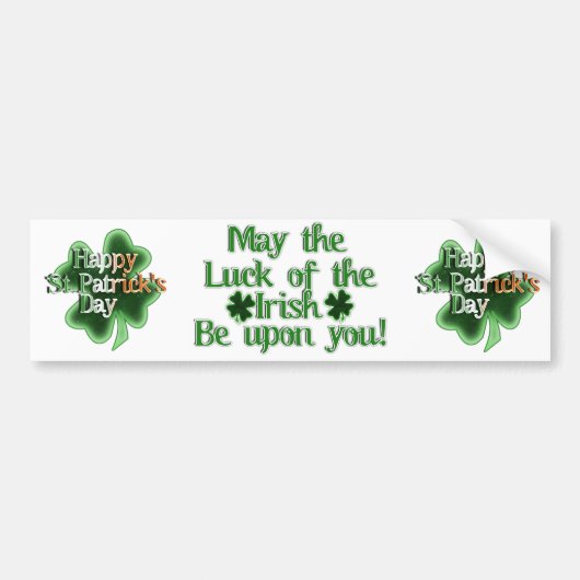 St. Patrick's Day Vier Leaf Clover Bumpersticker (Voorkant)
