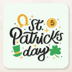 St Patricks Day Vierkante Kartonnen Onderzetter