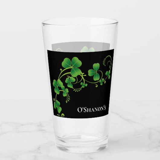 St. Patricks Day Vine & Clover Glass-aangepaste na Glas (Voorkant)