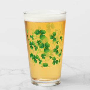 St. Patricks Day Vine & Shamrock Clovers Glas