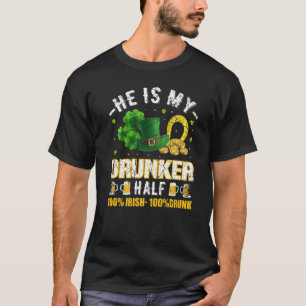 St. Patrick's Day Vintage Hij is mijn dronken helf T-shirt