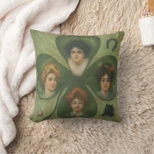 St. Patrick's Day Vintage Klaver Lady Luck Kunst Kussen