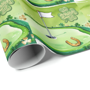 St. Patrick's Day voor golfer waterverf Cadeaupapier