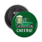 St Patrick's Day  Vrachtwagen Groen Bier Button Flesopener (Voorkant)