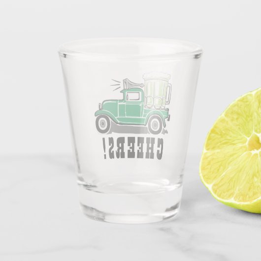 ST Patrick's Day Vrachtwagen Groen Bier Shot Glas (Achterkant)