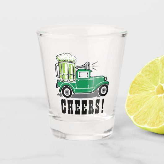 ST Patrick's Day Vrachtwagen Groen Bier Shot Glas (Voorkant)