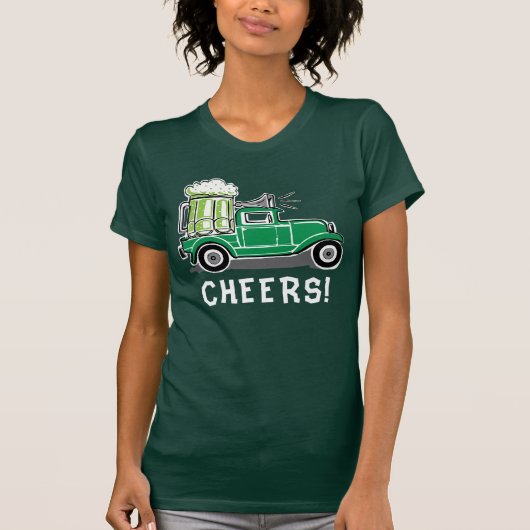St Patrick's Day Vrachtwagen Groen Bier T-shirt (Voorkant)