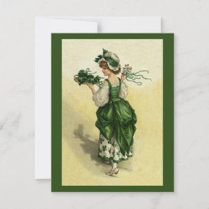 St. Patrick's Day, Vrouw Green Shamrocks Kaart