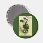 St. Patrick's Day, Vrouw Green Shamrocks Magneet (Voorkant / Achterkant)