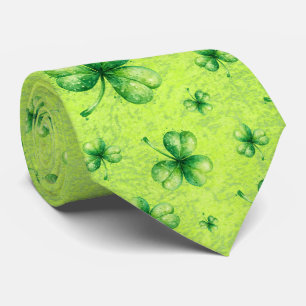 St. Patrick's Day Watercolor Klaver op groen Stropdas