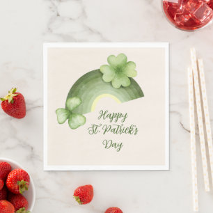 St. Patrick's Day – Waterverf Klaver Regenboog Servet