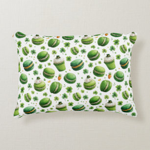St. Patrick's Day Waterverf Macaron & Shamrock Accent Kussen