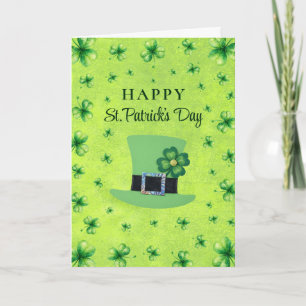 St. Patrick's Day-waterverfklaver op groen Kaart