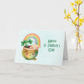 St. Patrick's Day Whimsical Rainbow & Clover Kaart (Gele Bloem)