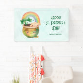 St. Patrick's Day Whimsical Rainbow & Clover Party Spandoek (Insitu)