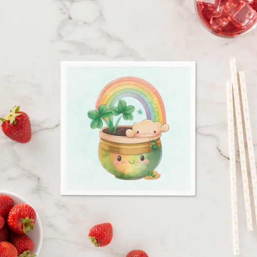 St. Patrick's Day Whimsical Rainbow & Clover Servet (Insitu)