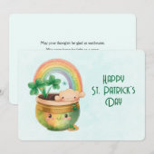 St. Patrick's Day Whimsical Regenboog & Klaver Feestdagenkaart (Voorkant / Achterkant)