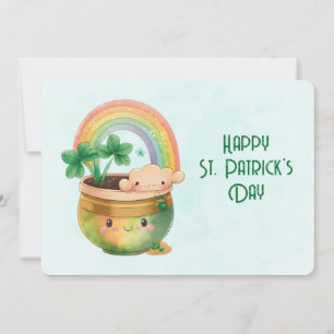 St. Patrick's Day Whimsical Regenboog & Klaver Feestdagenkaart