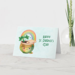 St. Patrick's Day Whimsical Regenboog & Klaver Kaart