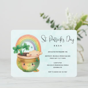 St. Patrick's Day Whimsische Regenboog & Klaver Fe Kaart