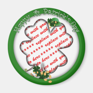 St Patrick's Day White Shamrock Photo Lijst Magneet