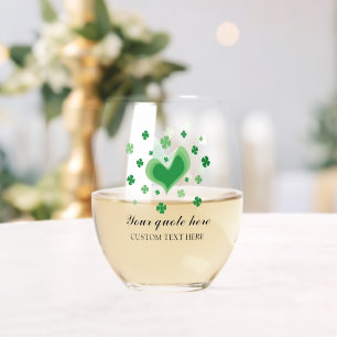 St Patrick's Day wijnglas met groene klavers Wijnglas Zonder Voet