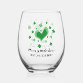 St Patrick's Day wijnglas met groene klavers Wijnglas Zonder Voet (Achterkant)