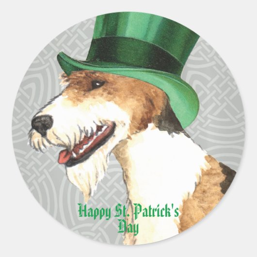 St. Patrick's Day Wire Fox Terrier Classic Round S Ronde Sticker (Voorkant)