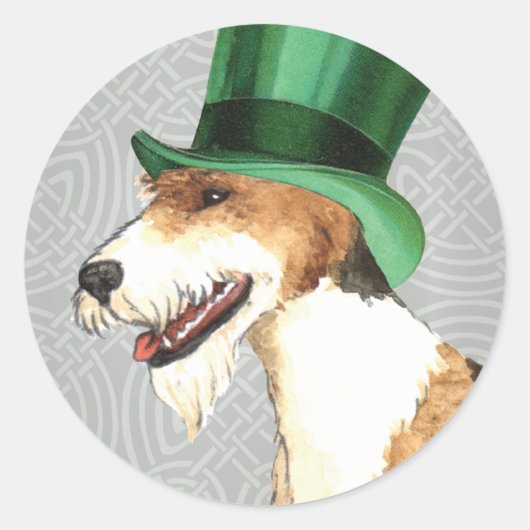 St. Patrick's Day Wire Fox Terrier Ronde Sticker (Voorkant)
