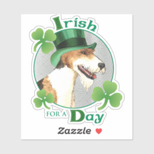 St. Patrick's Day Wire Fox Terrier Vinyl Sticker