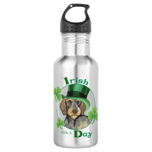 St. Patrick's Day Wirehaire Dachshund Waterfles