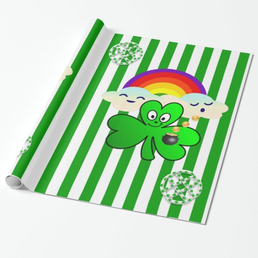 St. Patrick's Day Wrapping Paper Clover Cadeaupapier (Uitgerold)