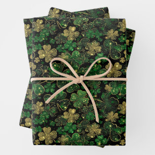 St Patricks Day Wrapping Paper Flat Sheet Set van 